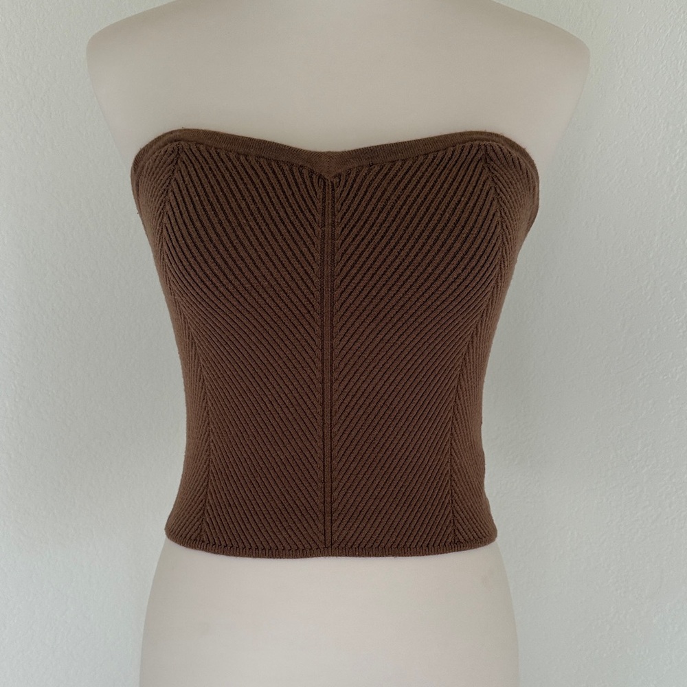 Aerie Stylish Brown Ribbed Tube Top
